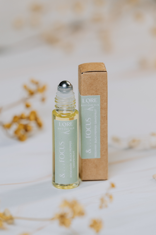 &. . . Focus - Rosemary • Black pepper • Grapefruit - clarity, concentration & finding your focus.