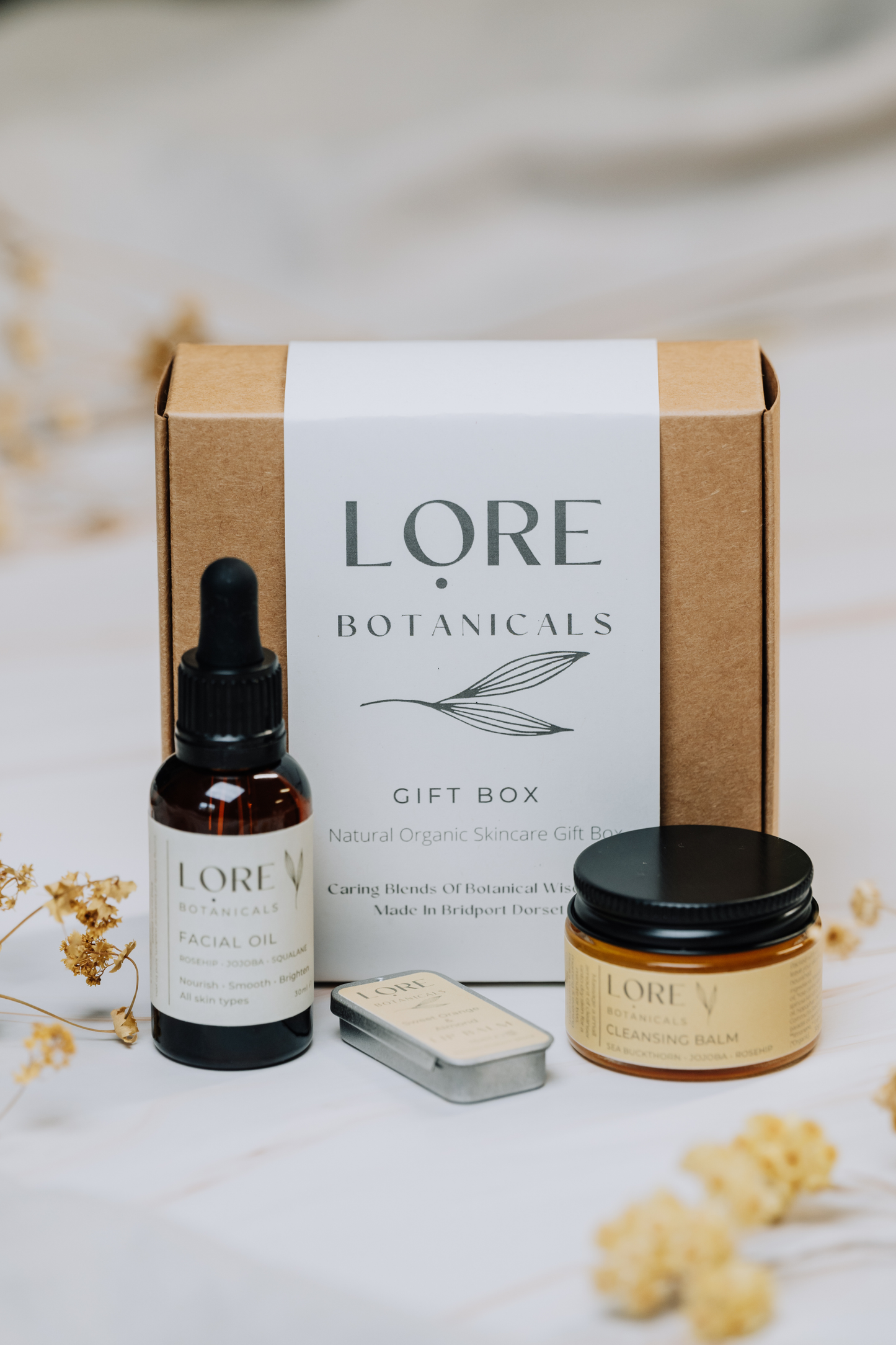 Natural Organic Skincare Gift Box - Facial oil / Cleansing balm / Lip balm