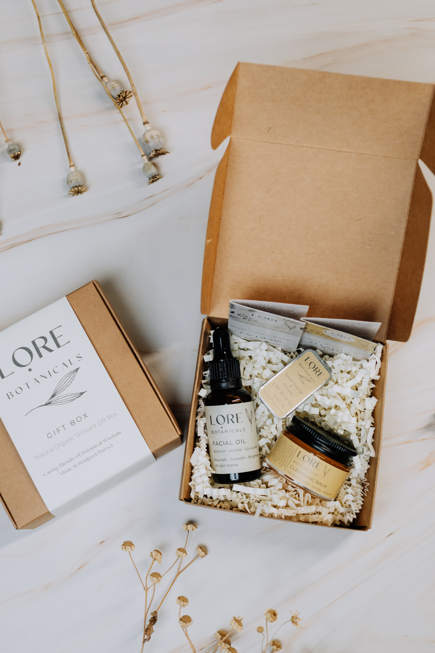 Natural Organic Skincare Gift Box - Facial oil / Cleansing balm / Lip balm
