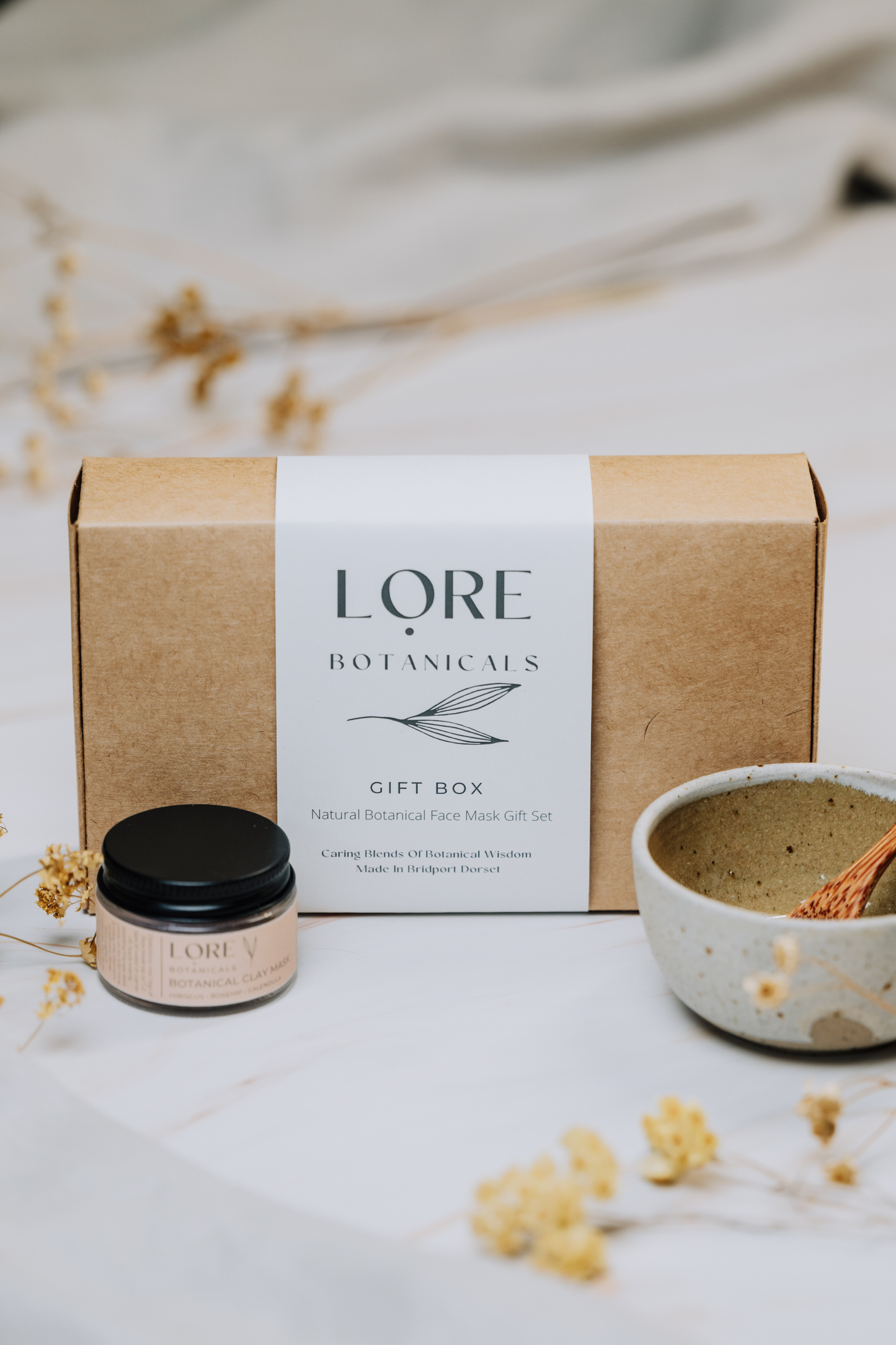 Botanical clay mask gift box - with ceramic bowl & mini coconut spoon