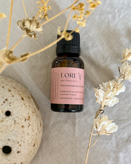 Inspired by the wild foothills of southern Europe, this essential oil blend has been lovingly formulated to transport the senses to the Pyrenees Orientales in  France with its abundant & untamed flora & fauna. 

Think wild & winding overgrown paths through the resinous aromatic foothills of southern France. 

Main scent profile:  Cedearwood / Bergamot / Blackpepper - Resinous - Spicey - Woody
